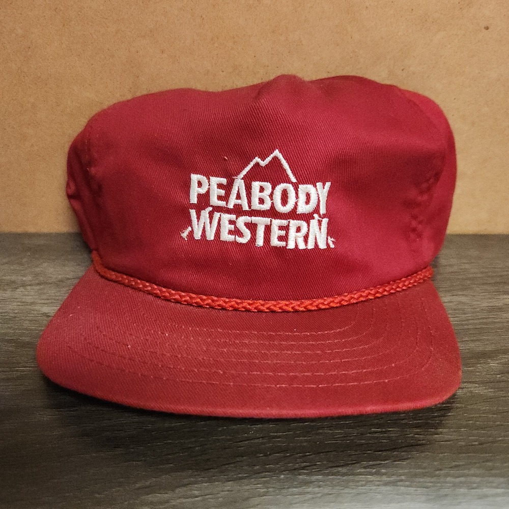 Vintage Peabody Western Snapback Hat Red Park Avenue Rope‎ Trucker Cap USA Made